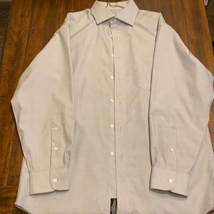 Men’s Dress Shirt, Jos A Bank, 16.5 32, gray w gray pin stripe